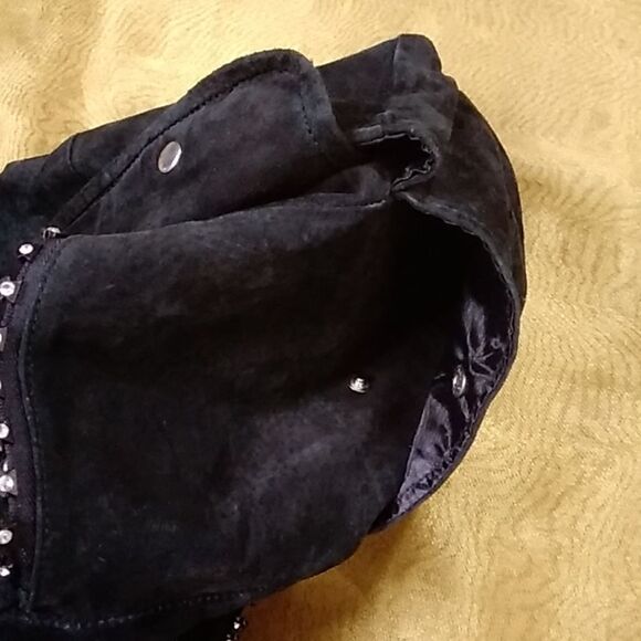 Backpack Handmade Women's Suede Black Backpack - Picture 8 of 15